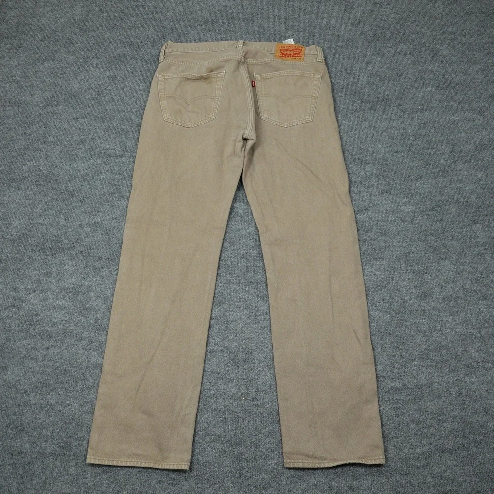 Levi's 501 Jeans Mens 34x32 Tan Khaki Original Fit Straight Leg Button Fly